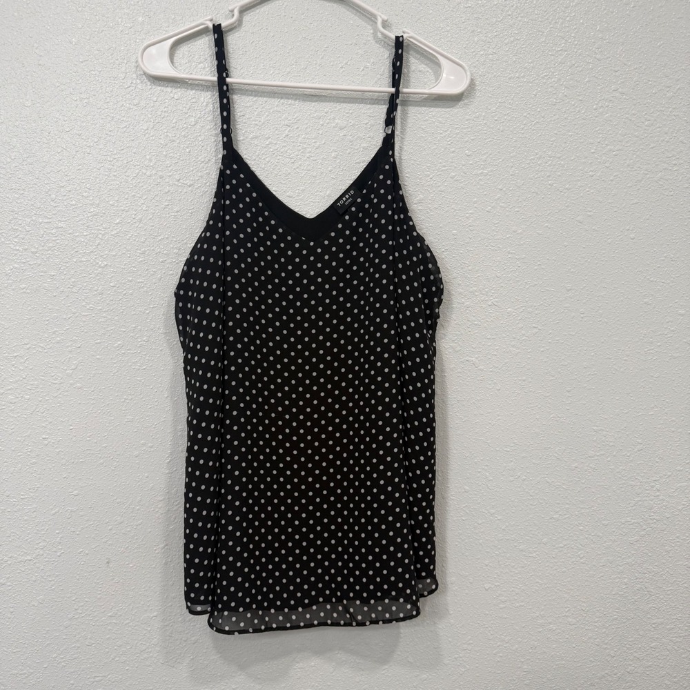 Torrid Sophie Black White‎ Polka Dot Chiffon Cami Tank Top V-Neck Plus Size 1 1X